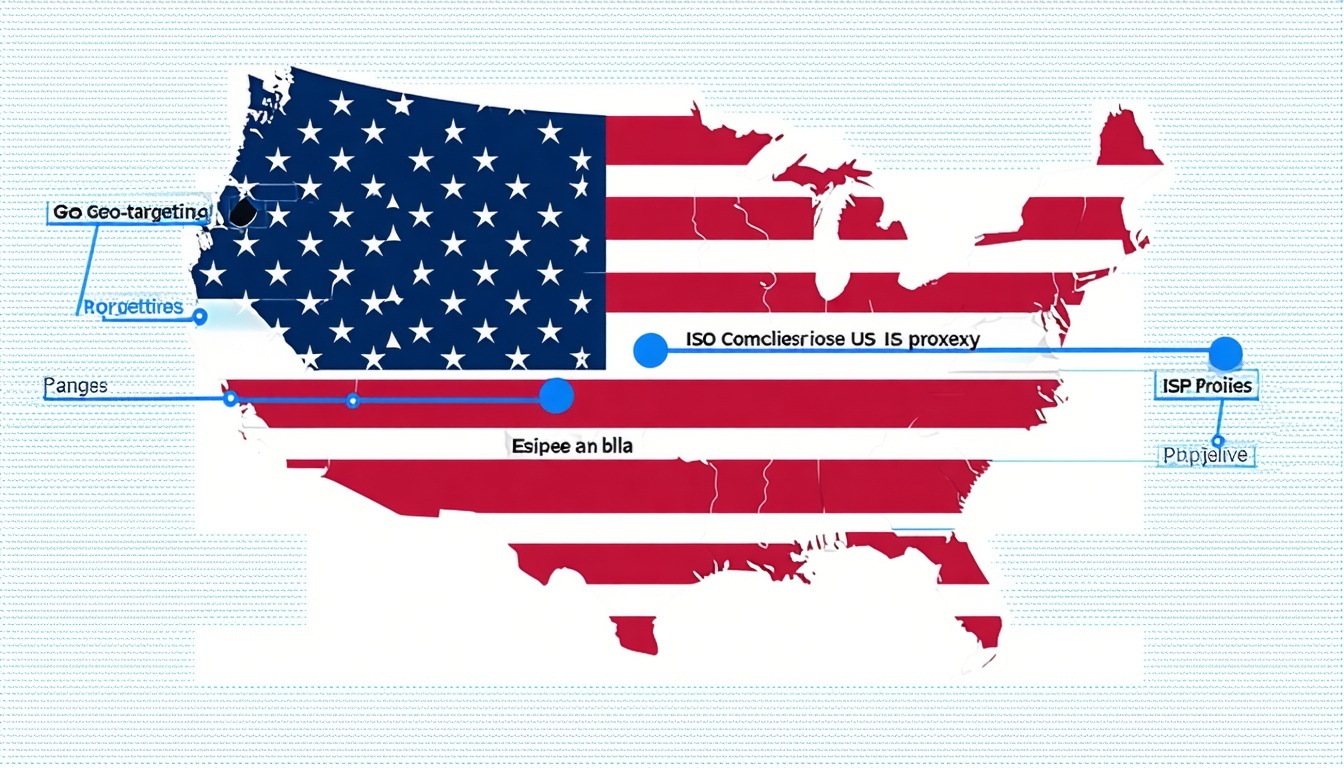 US ISP proxies with geo-targeting illustration